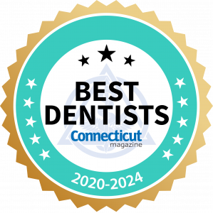 A badge for Connecticut's Best Dentist in 2025.